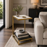 Luxury Sofa Side Table with Marble Shelves