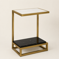 Luxury Sofa Side Table with Marble Shelves
