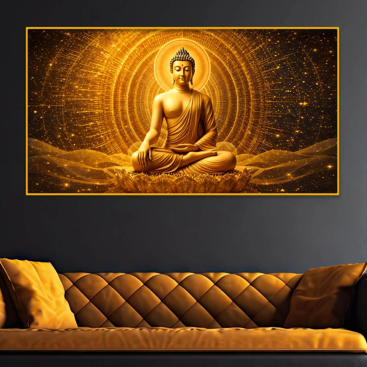 Luxury Spiritual Buddha Artwork Crystal Glass Painting for Home Décor