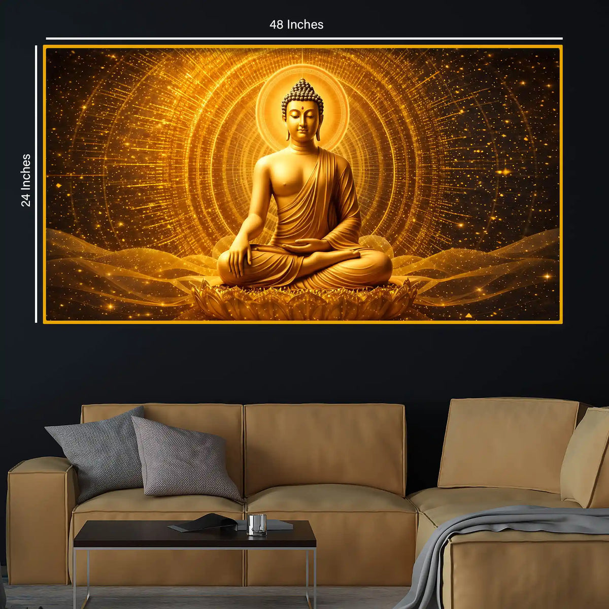 Luxury Spiritual Buddha Artwork Crystal Glass Painting for Home Décor
