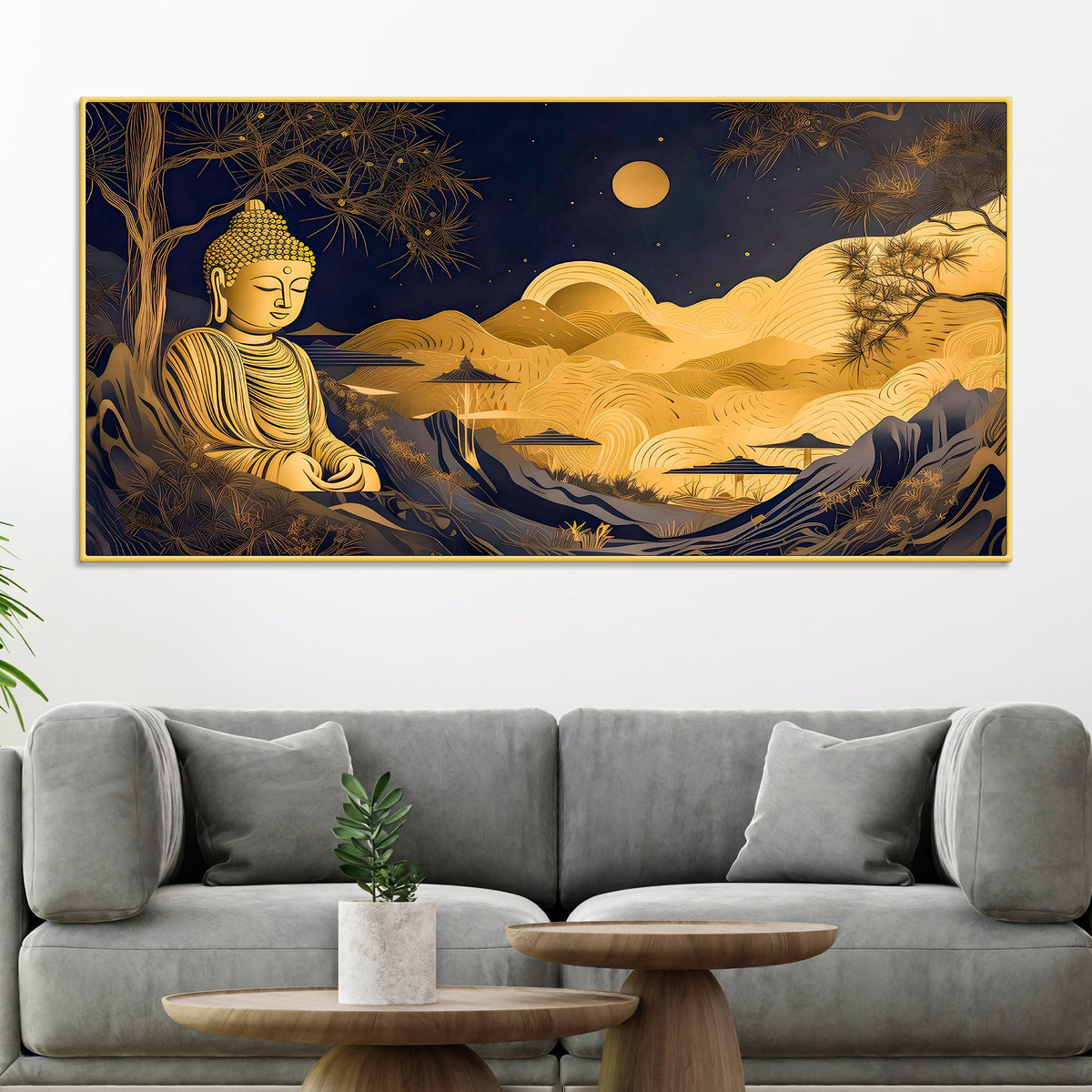 Luxury Spiritual Buddha Wall Canvas Painting for Modern Home