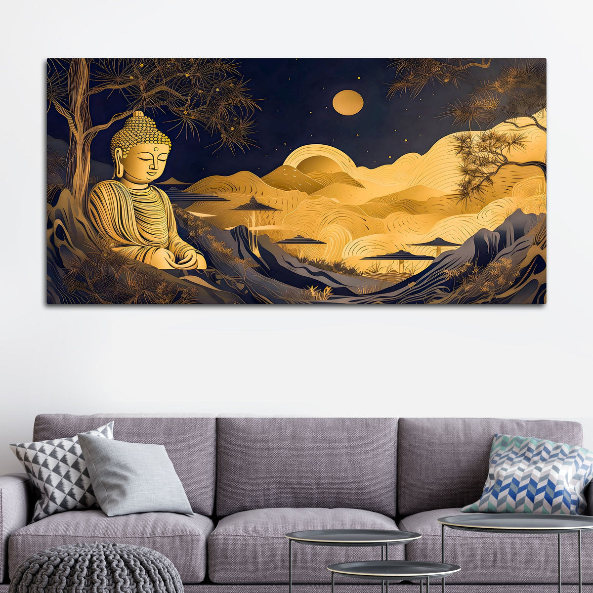 Luxury Spiritual Buddha Wall Canvas Painting for Modern Home
