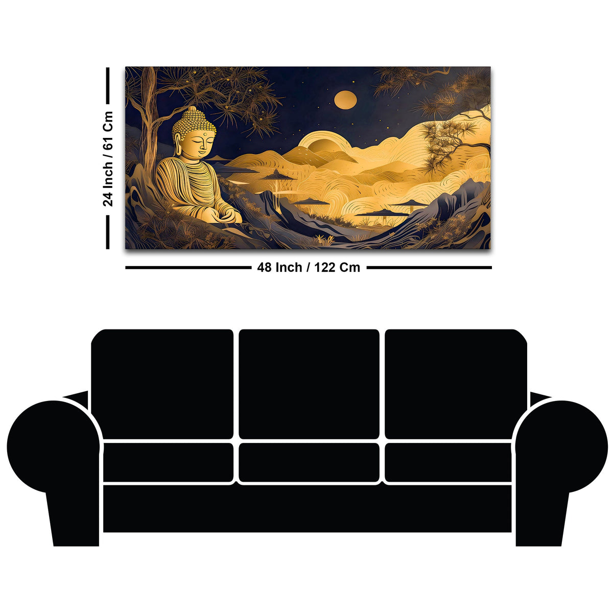 Luxury Spiritual Buddha Wall Canvas Painting for Modern Home