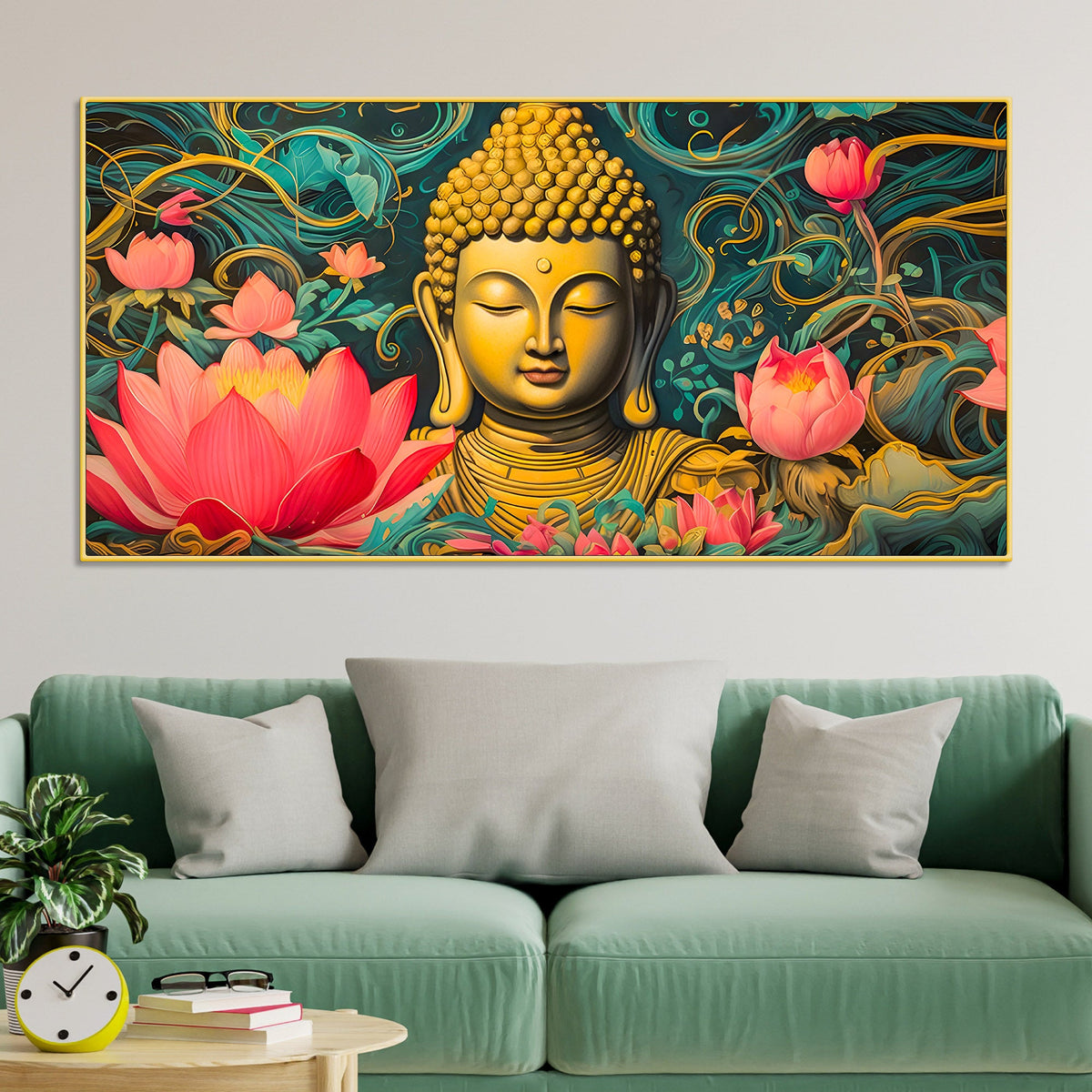 Luxury Spiritual Buddha Wall Painting for Home & Living Room