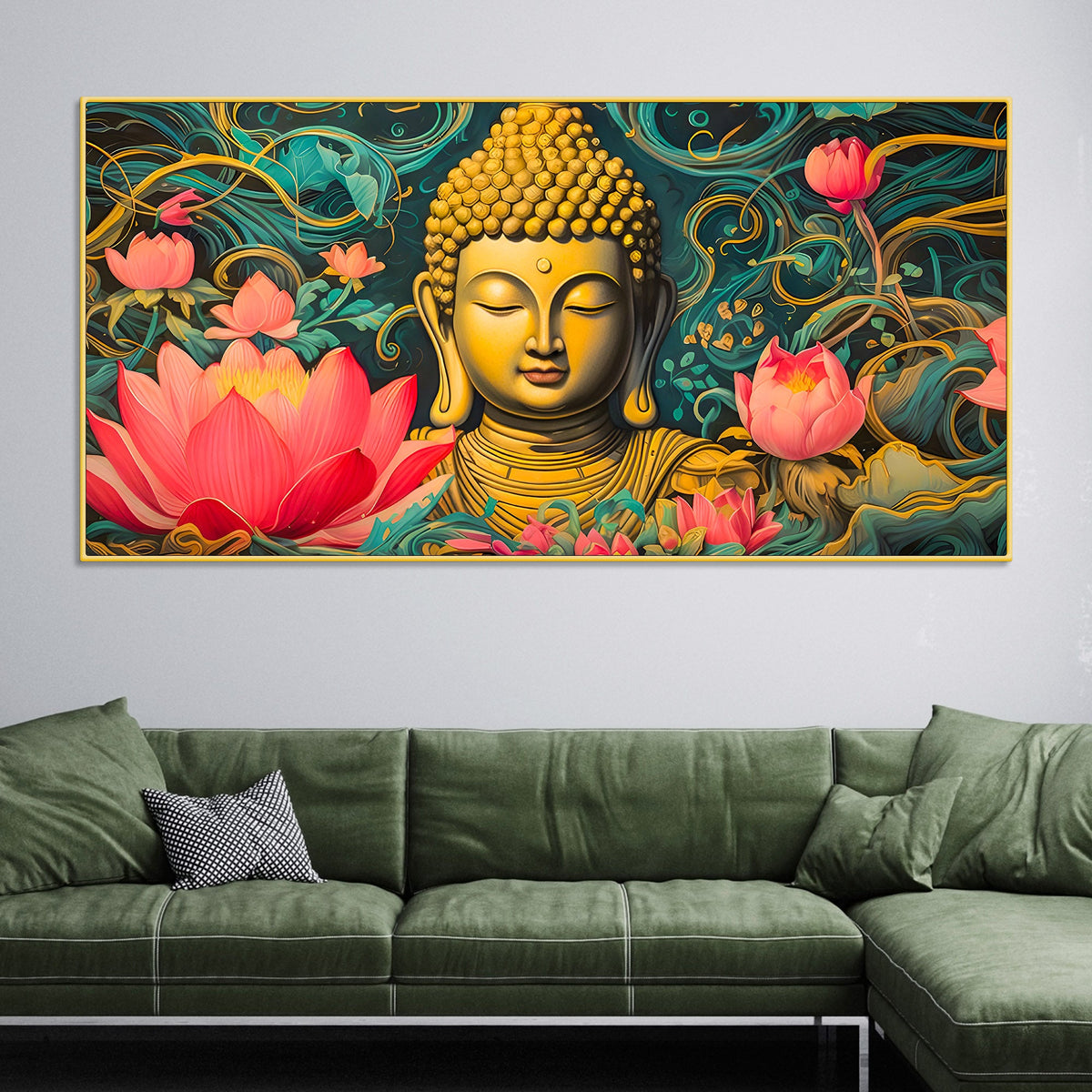 Luxury Spiritual Buddha Wall Painting for Home & Living Room