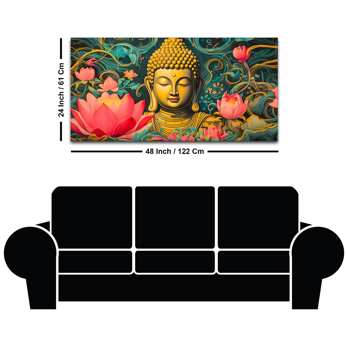 Luxury Spiritual Buddha Wall Painting for Home & Living Room