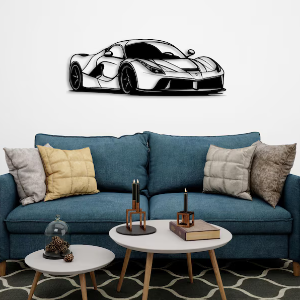 Luxury Sports Car Metal Wall Art for Modern Home Décor