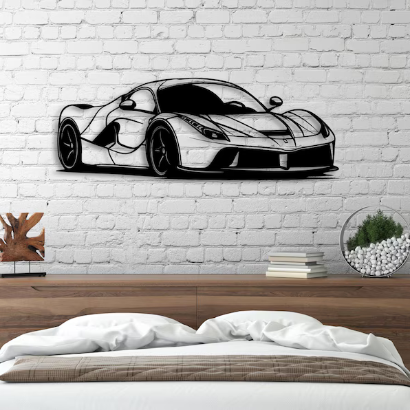 Luxury Sports Car Metal Wall Art for Modern Home Décor