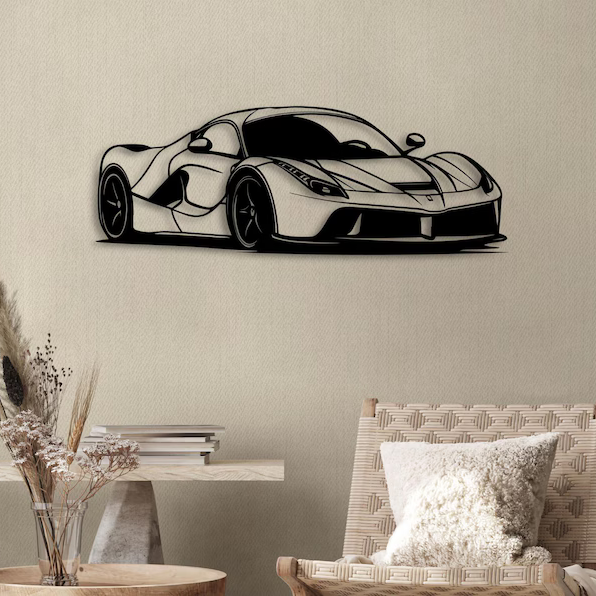 Luxury Sports Car Metal Wall Art for Modern Home Décor
