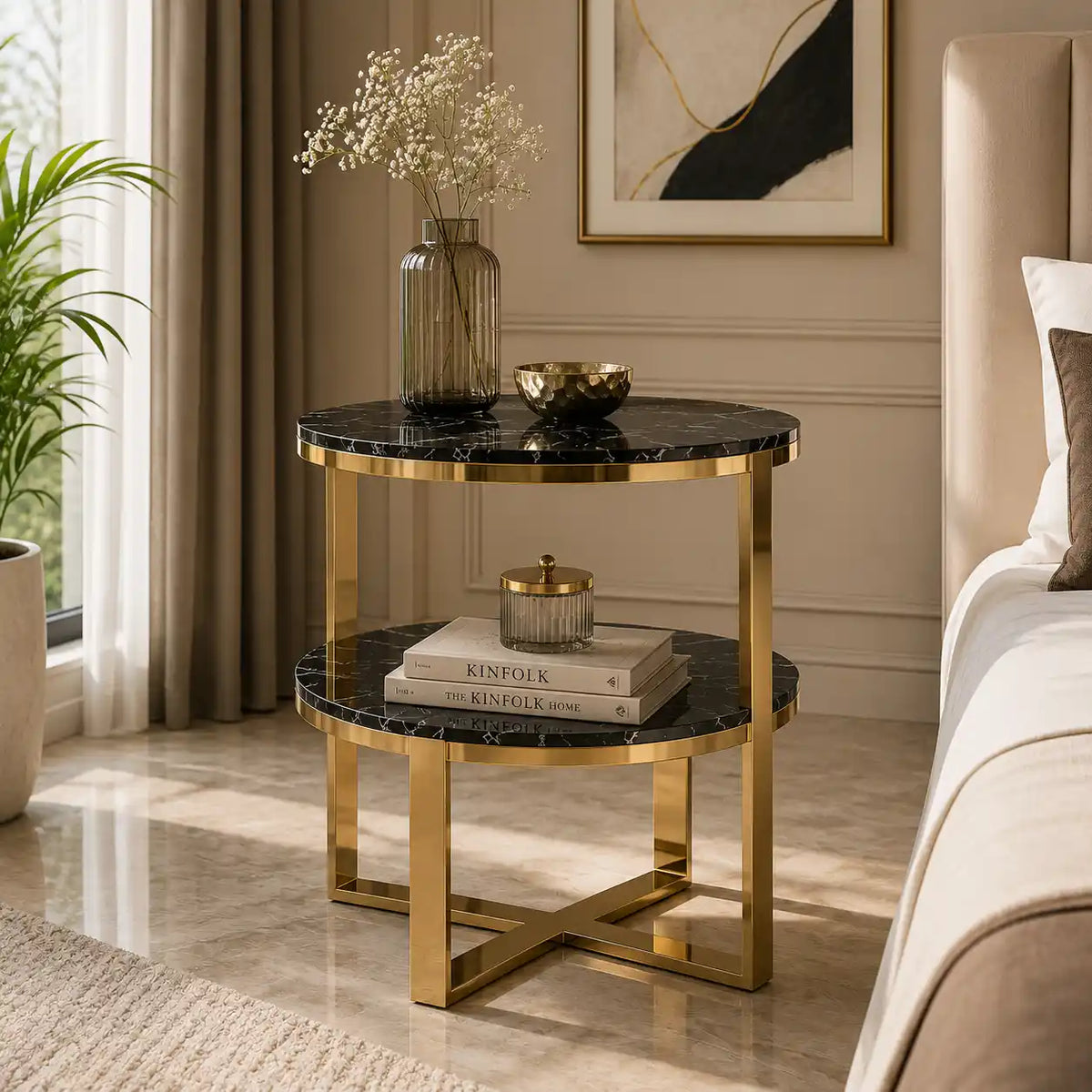 Luxury Table with Double Shelf for Luxury Living Room & Bedroom Décor