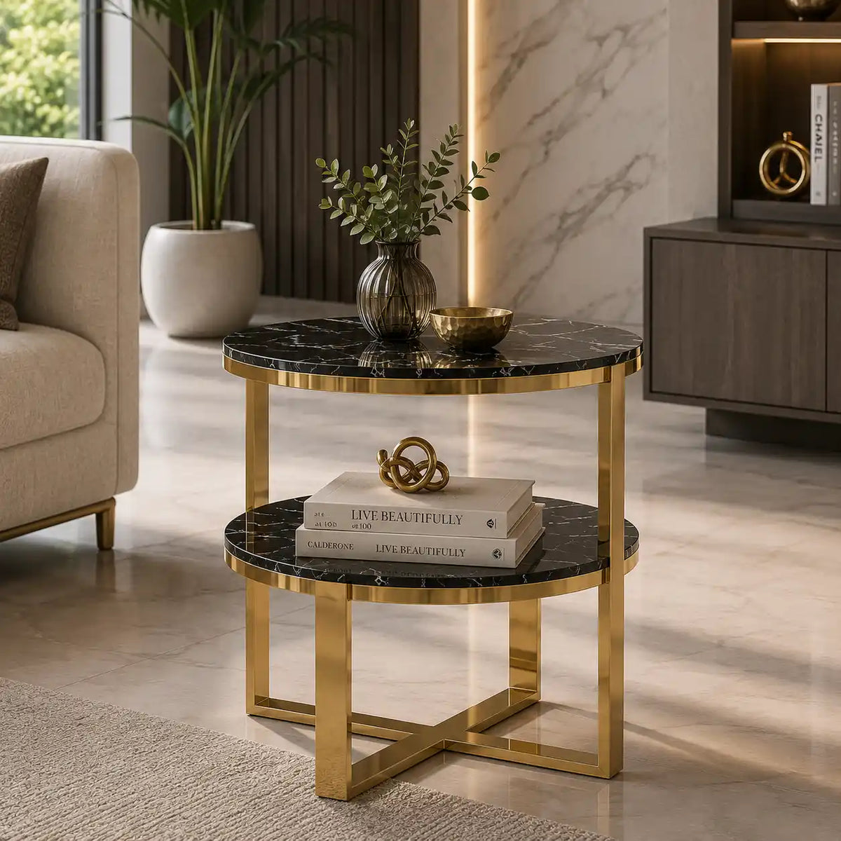 Luxury Table with Double Shelf for Luxury Living Room & Bedroom Décor