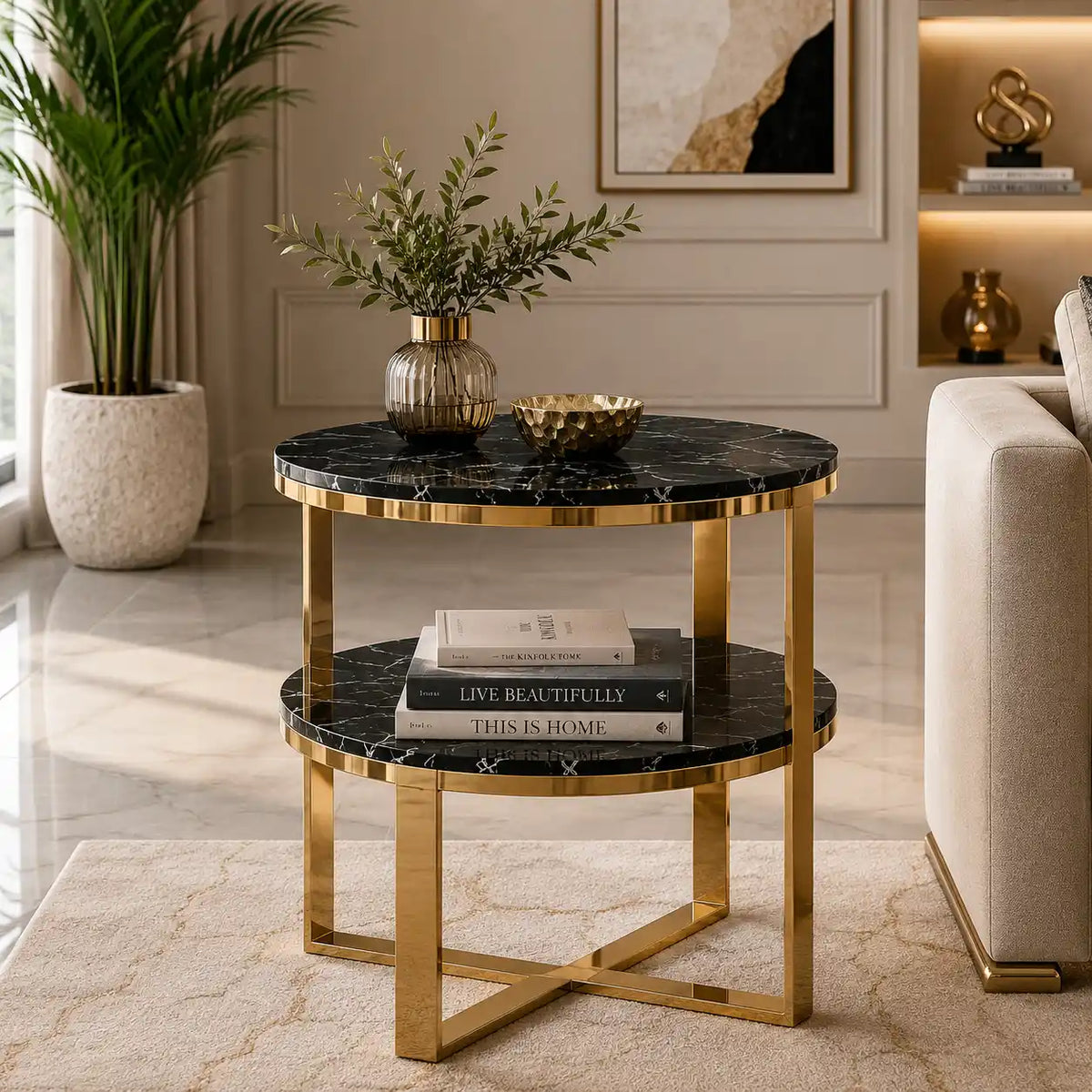 Luxury Table with Double Shelf for Luxury Living Room & Bedroom Décor