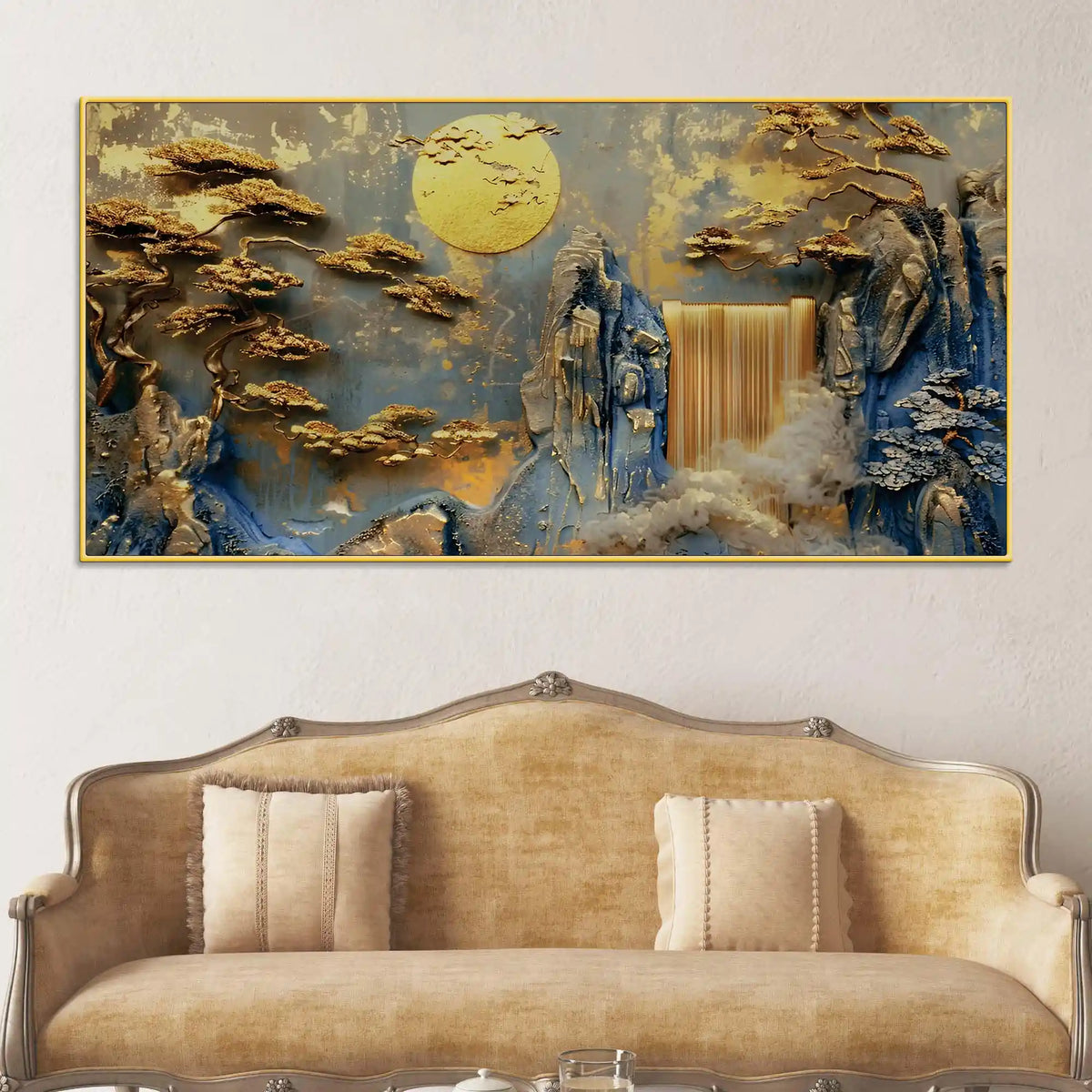 Luxury Textured Mountain Scene Abstract Canvas Painting for Home Decor