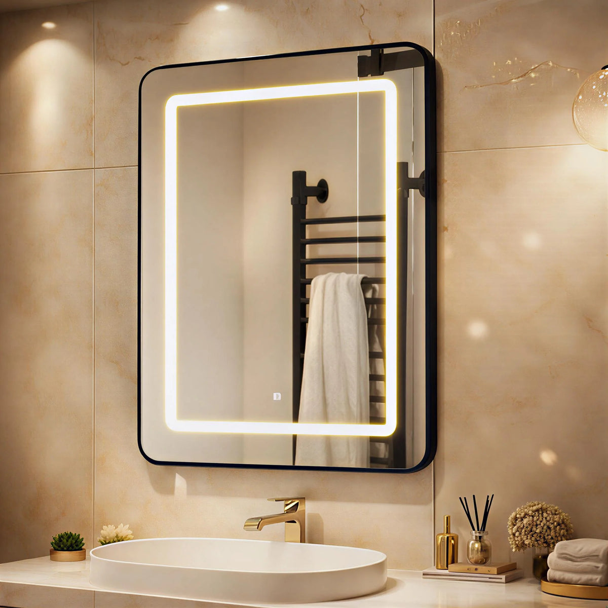 Luxury Warm Glow LED Bathroom Medicine Cabinet Mirror