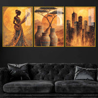 Luxury Warm Tone Acrylic Painting Set of 3