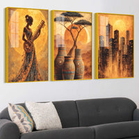 Luxury Warm Tone Acrylic Painting Set of 3