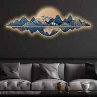 Luxury White Deer Landscape Premium Crystal Glass Backlit LED Wall Art