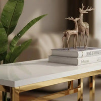 Luxury White Marble Console Table with Golden Frame