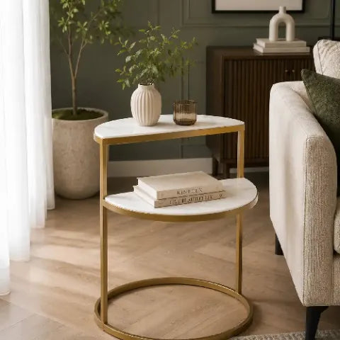 Luxury White Marble Side Table for Small Spaces