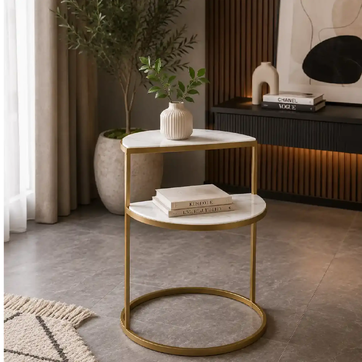 Luxury White Marble Side Table for Small Spaces
