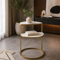 Luxury White Marble Side Table for Small Spaces