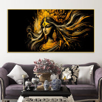 Maa Durga Golden Wall Painting for Home Decor