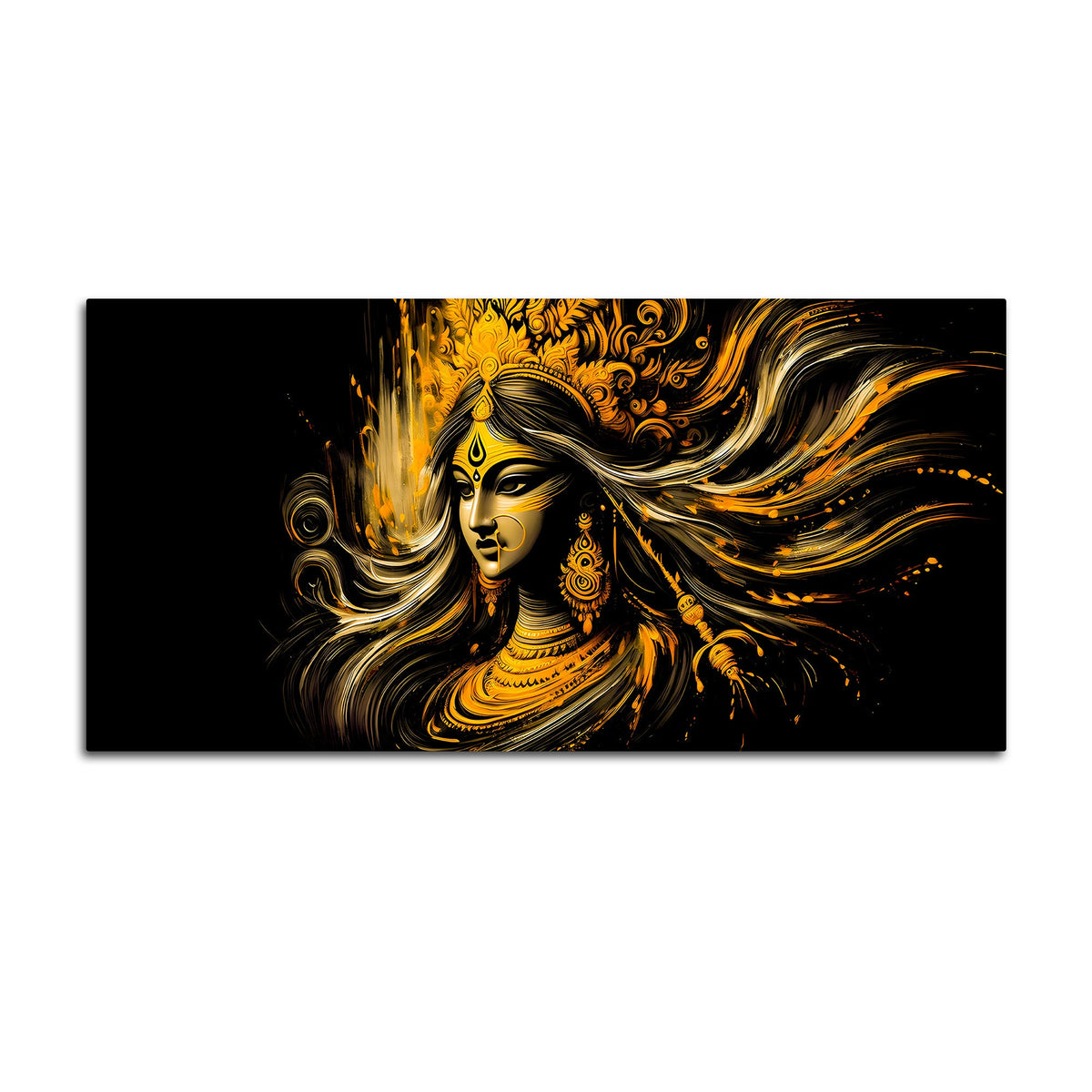 Maa Durga Golden Wall Painting for Home Decor