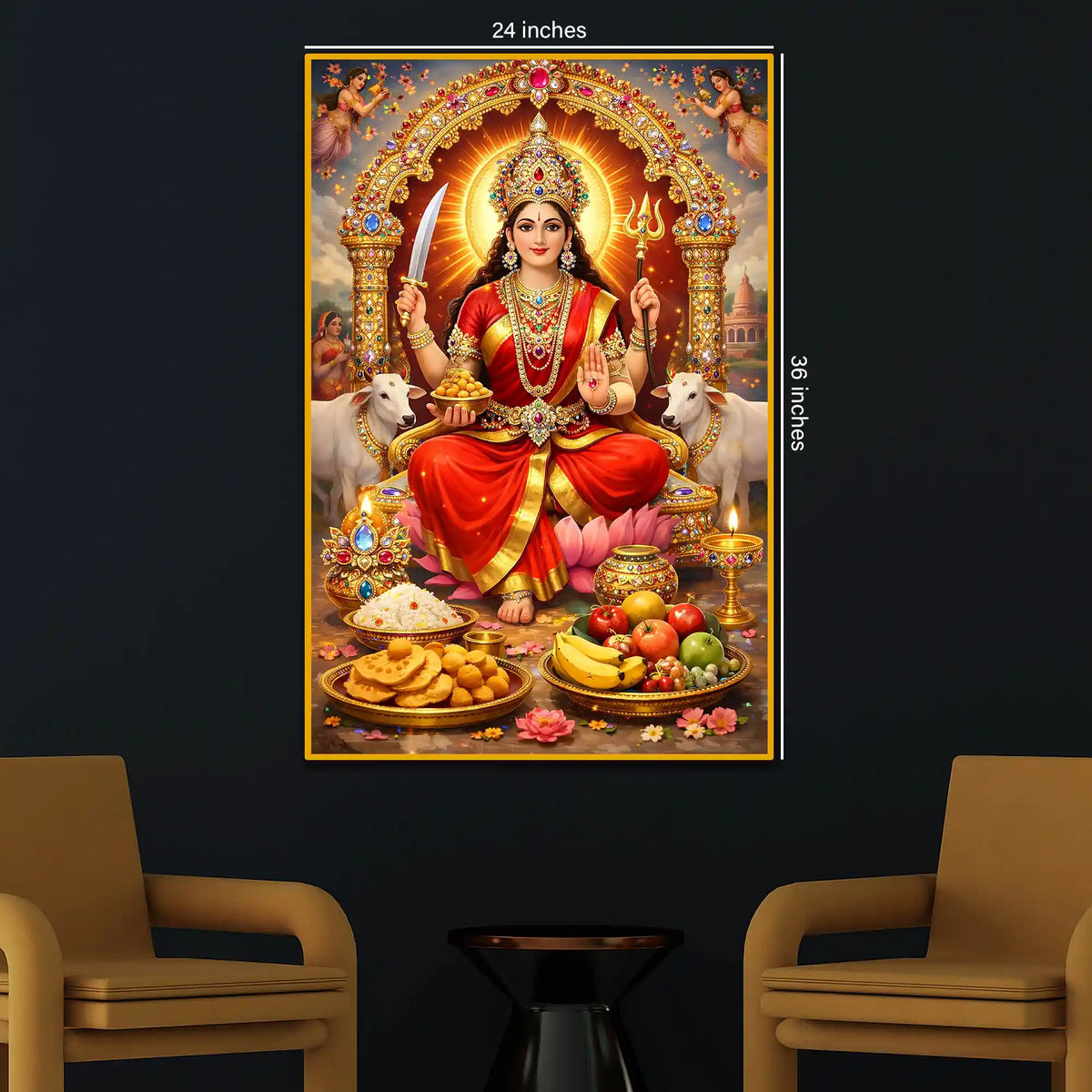 Maa Durga Wall Art Floating Frame Crystal Wall Painting