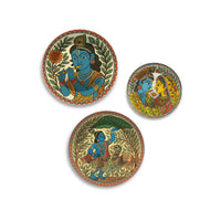 Madhubani Art Krishna Charitra Premium Wall Plates Painting Set of 3
