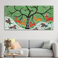 Madhubani Canvas Wall Painting for Wildlife Decor