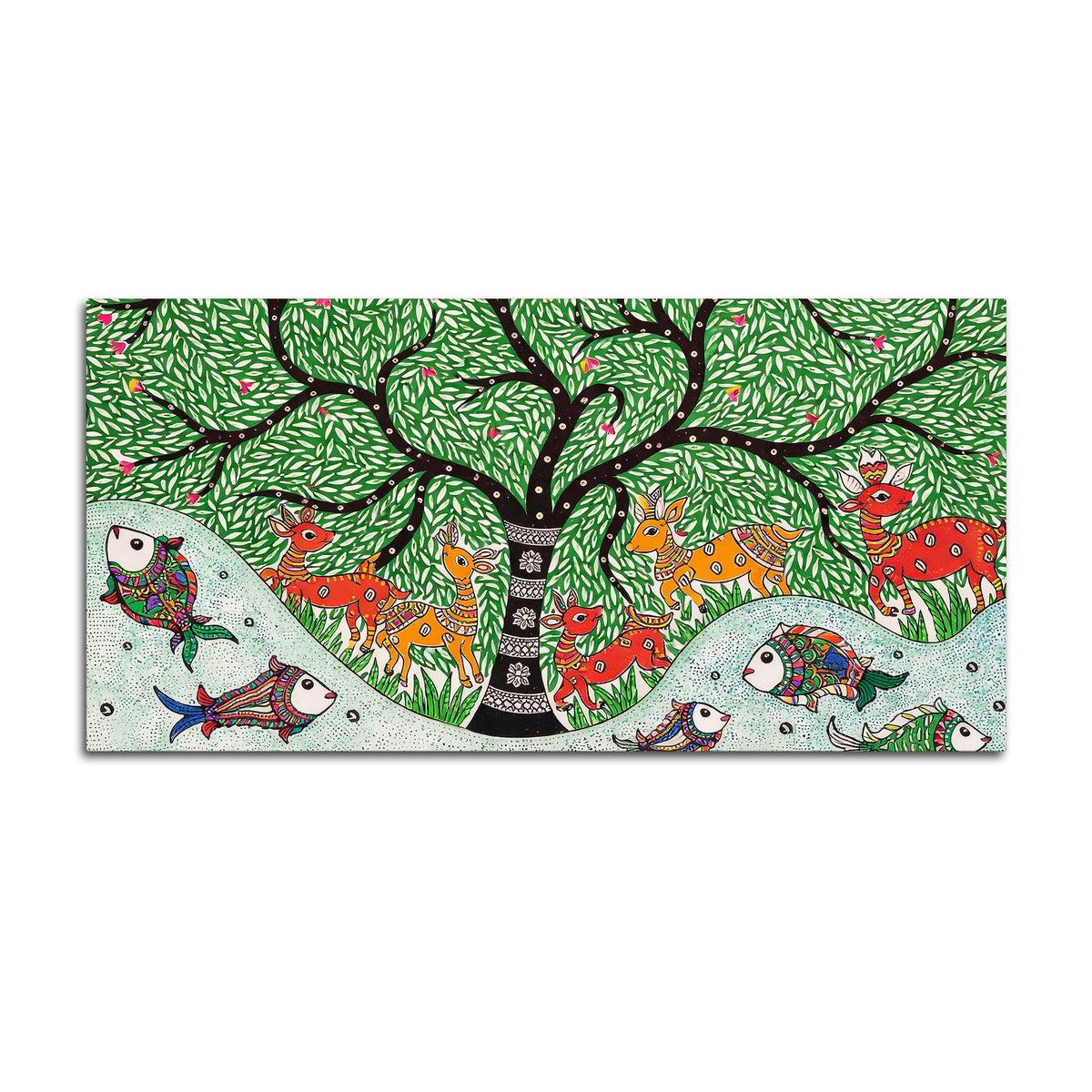 Madhubani Canvas Wall Painting for Wildlife Decor