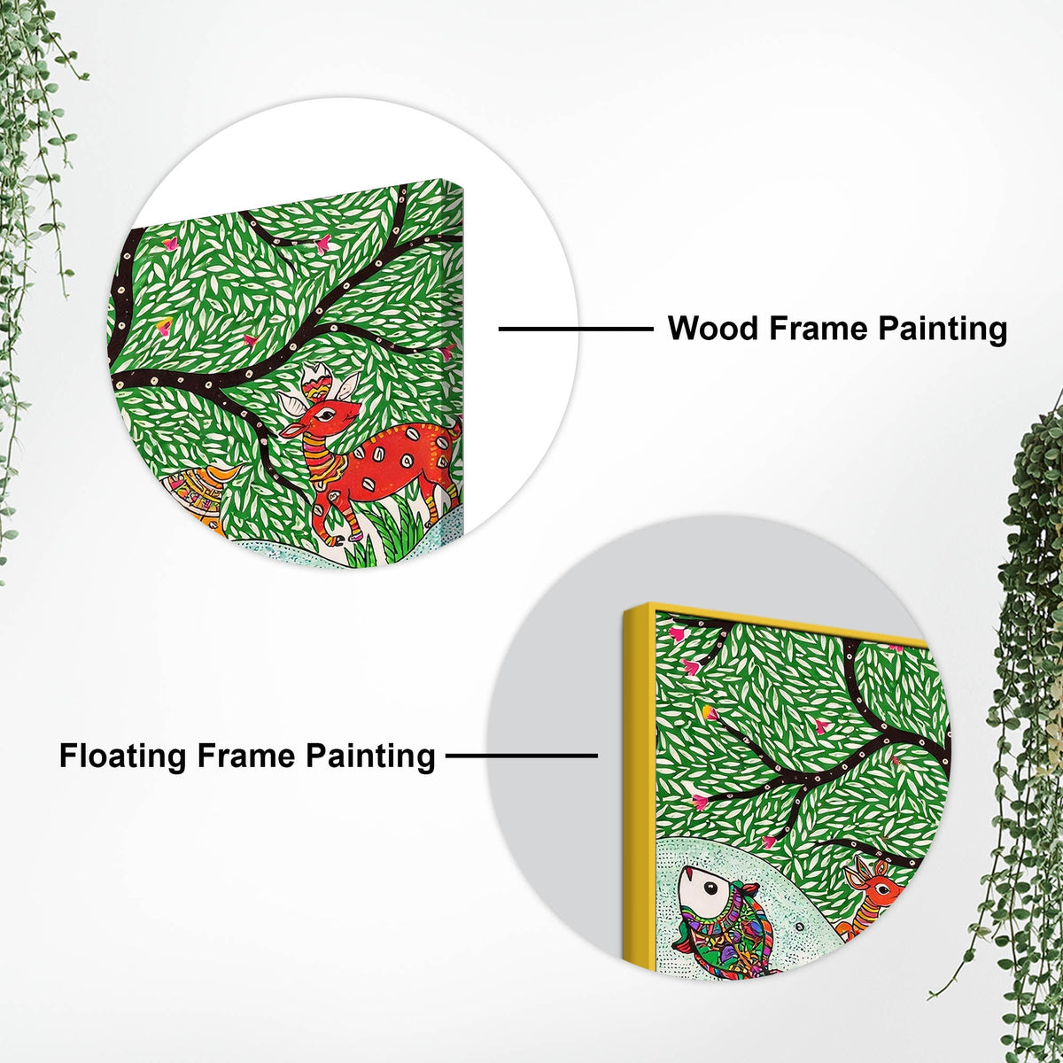 Madhubani Canvas Wall Painting for Wildlife Decor