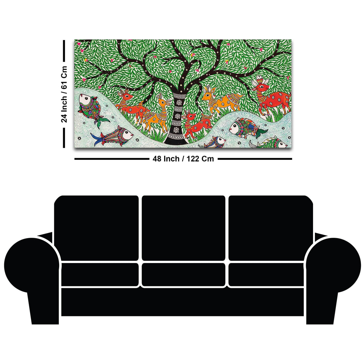 Madhubani Canvas Wall Painting for Wildlife Decor