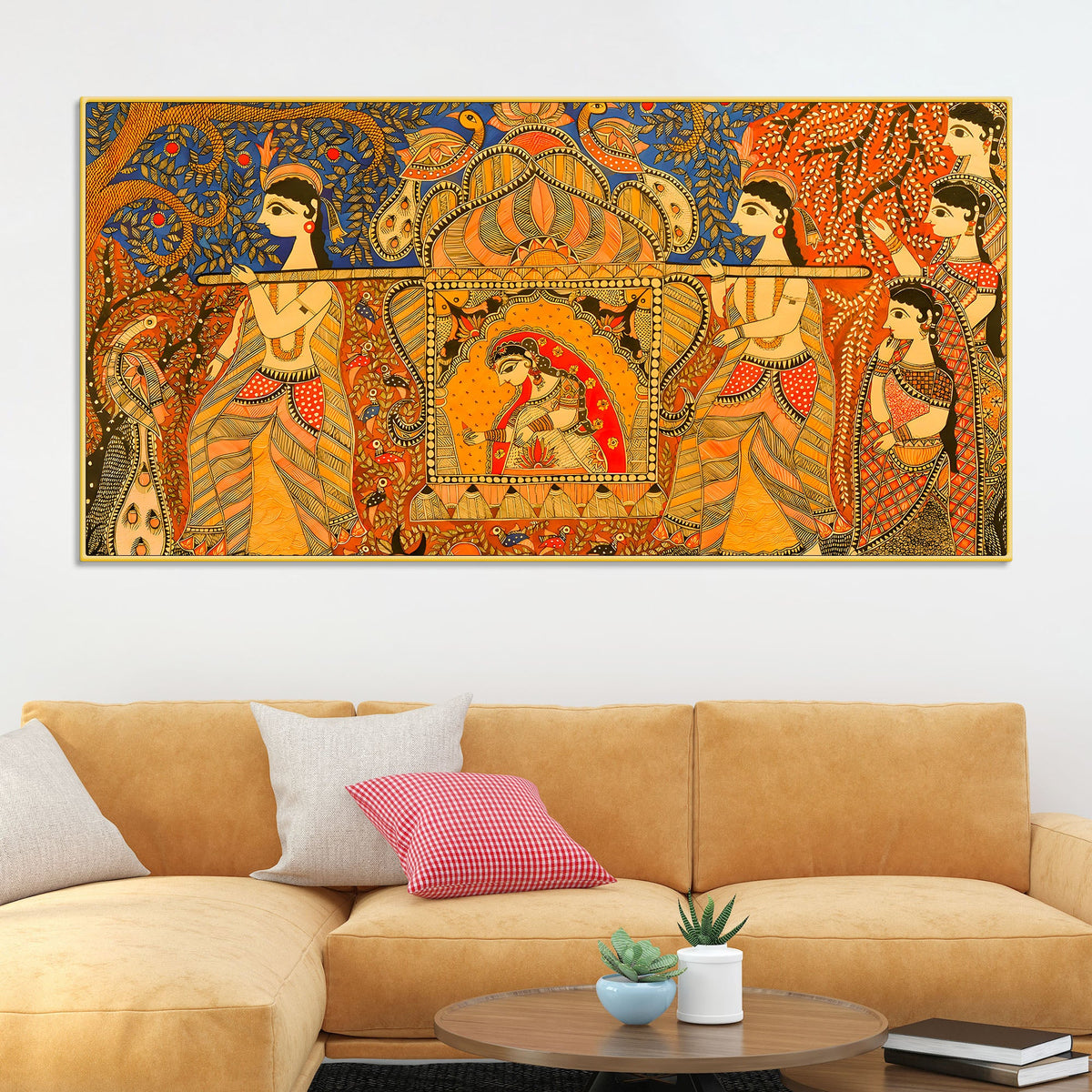 Madhubani Cultural Scene Painting | Premium Ethnic Home Decor