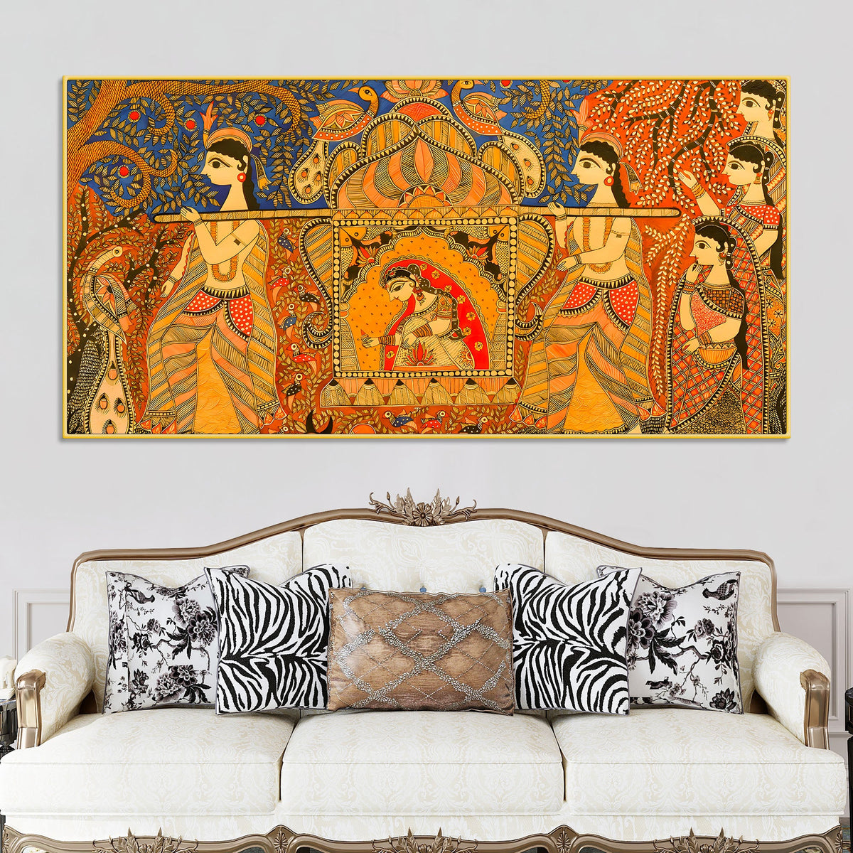 Madhubani Cultural Scene Painting | Premium Ethnic Home Decor