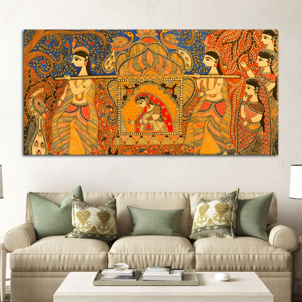 Madhubani Cultural Scene Painting | Premium Ethnic Home Decor
