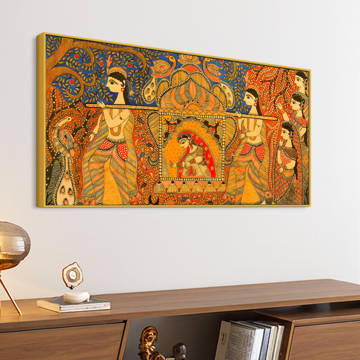 Madhubani Cultural Scene Painting | Premium Ethnic Home Decor