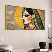 Madhubani Indian Woman Canvas Wall Painting for Home Wall Decor