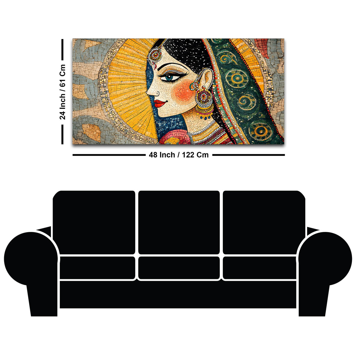 Madhubani Indian Woman Canvas Wall Painting for Home Wall Decor