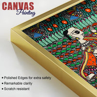 Madhubani Krishna and Gopis Canvas Wall Religious Painting