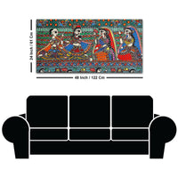 Madhubani Krishna and Gopis Canvas Wall Religious Painting