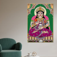 Madhubani Lakshmi Maa Canvas Painting Traditional Hindu Wall Decor