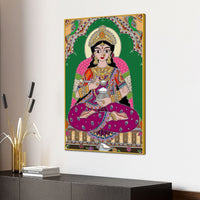Madhubani Lakshmi Maa Canvas Painting Traditional Hindu Wall Decor