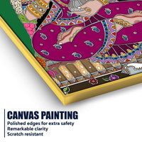 Madhubani Lakshmi Maa Canvas Painting Traditional Hindu Wall Decor