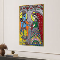 Madhubani Radha Krishna Wedding Ritual Canvas Painting