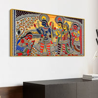 Madhubani Ramayana Scene Canvas Wall Cultural Decor Painting