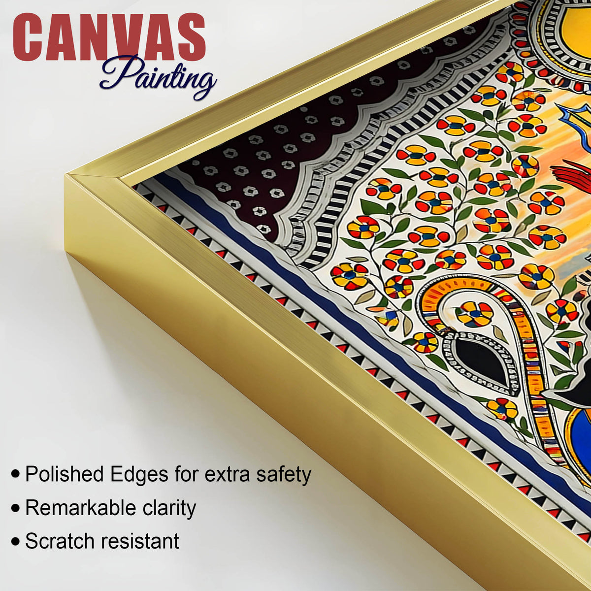 Madhubani Ramayana Scene Canvas Wall Cultural Decor Painting