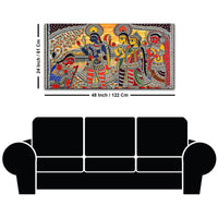 Madhubani Ramayana Scene Canvas Wall Cultural Decor Painting