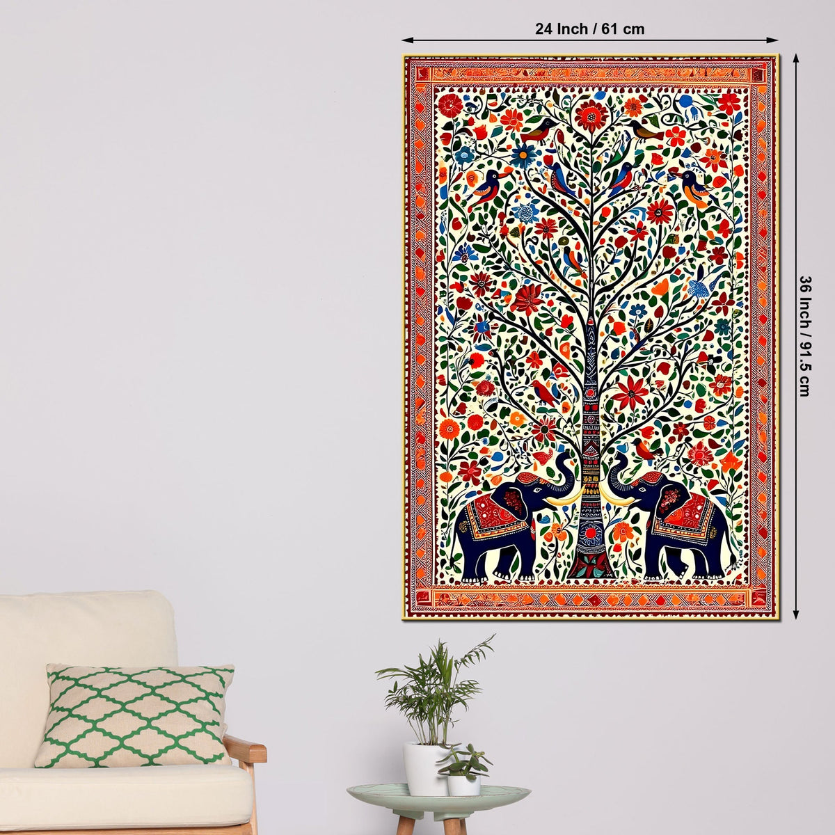 Madhubani Wall Art Canvas Wall Painting for Indian Décor