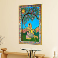 Madhubani Woman Nature Canvas Painting